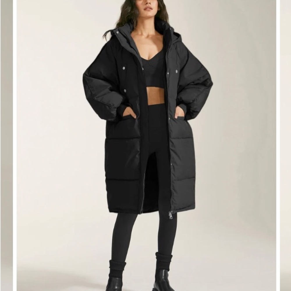 Long Hooded Puffer Parka Coat